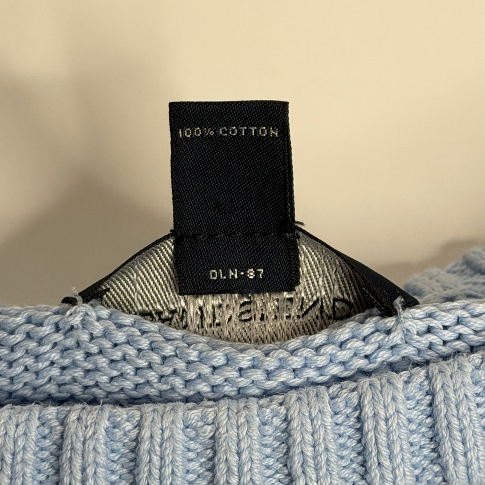 Lands End Drifter Cable Knit Cotton Sweater Light Blue Womens Small 6-8 Preppy - Picture 6 of 8